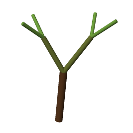 A 3D render of a simple synthetic tree